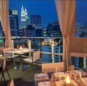 Panoramic KLCC view from Cielo KL rooftop restaurant